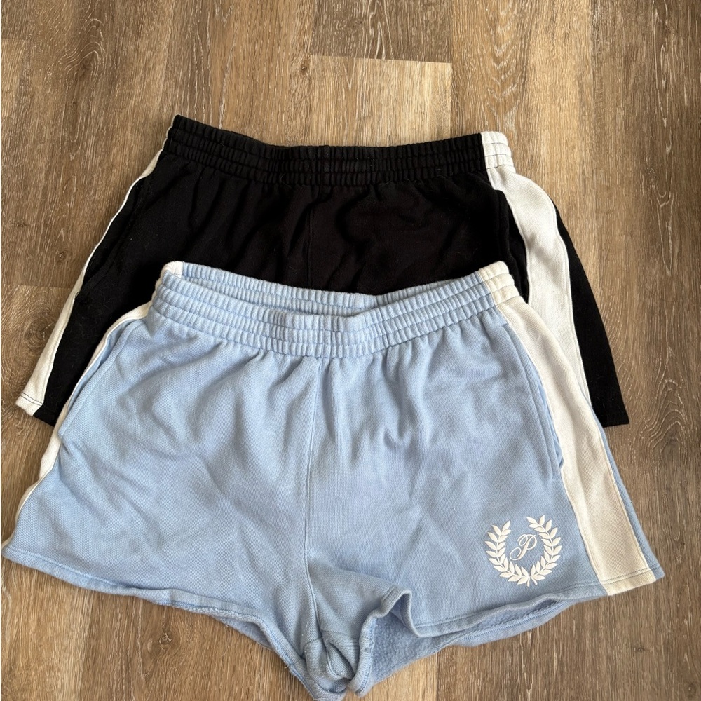 PINK Victoria's Secret Black and Light Blue Athletic Shorts